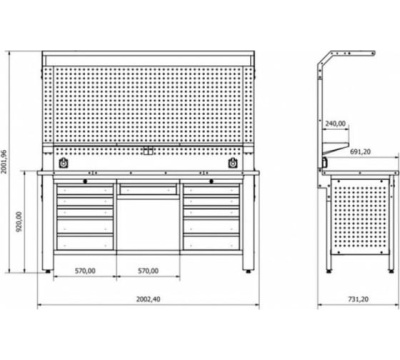 Верстак металический ROCKFORCE RF-01Y0201-2